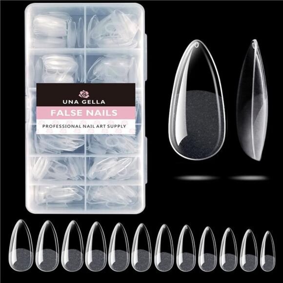 UNA GELLA Almond Fake Nails 216pcs Almond Press on Nails Pre-shape Nails Tips - Picture 1 of 8